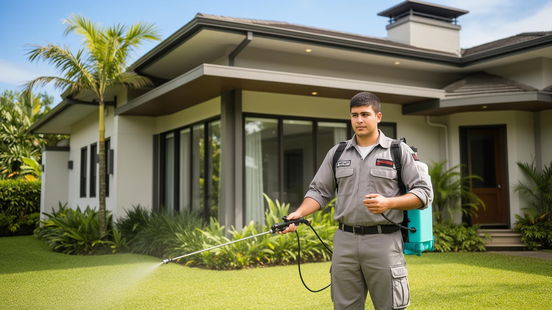 Técnico profesional de Fumigadora Venegas realizando control de plagas en una vivienda